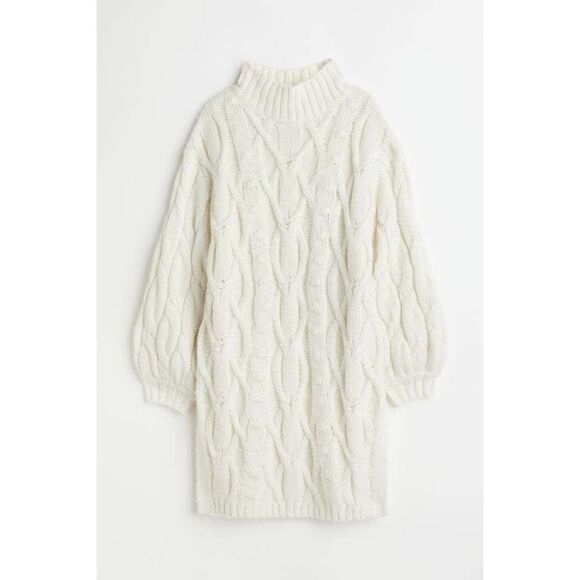 H&M Chunky Cable Knit Dress New Braids Oversized - Picture 9 of 16